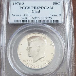 1976-S Kennedy Clad Half Dollar Graded PR 69 DCAM